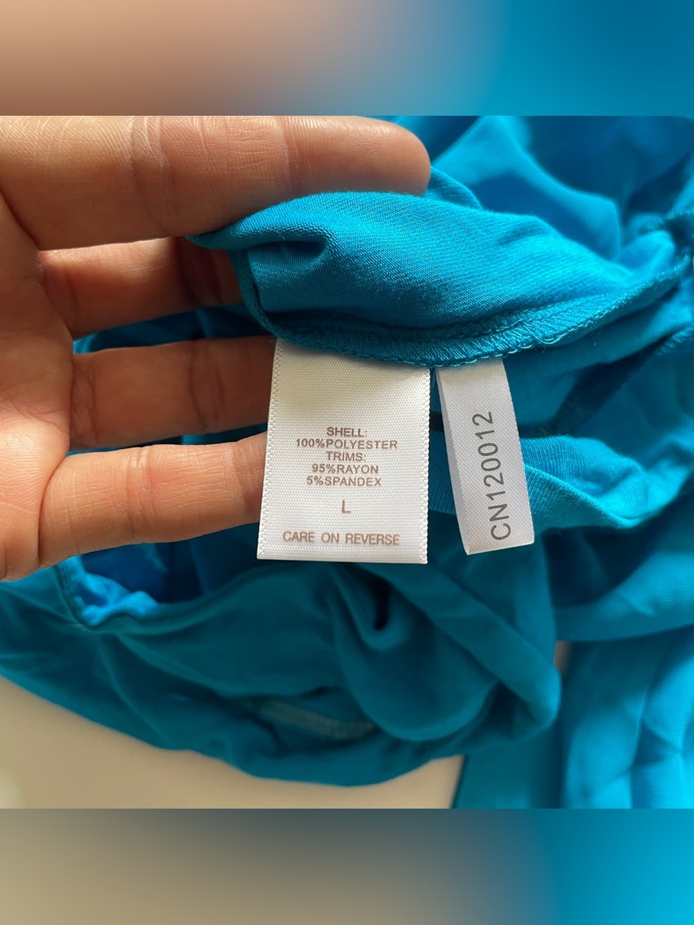 NY&Co Eva Mendes Collection Turquoise Blue Draped Long Sleeve Bodysuit Large NWT - Picture 5 of 7